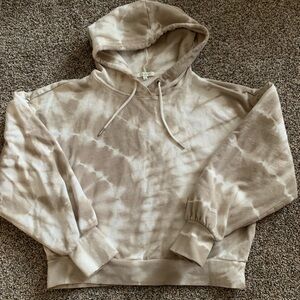 Z Supply Brown/Cream Cropped Tie Dye Hoodie